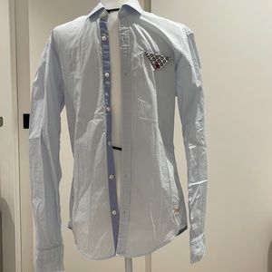 Scotch & Soda Blue Stretch Button Down Shirt Size S